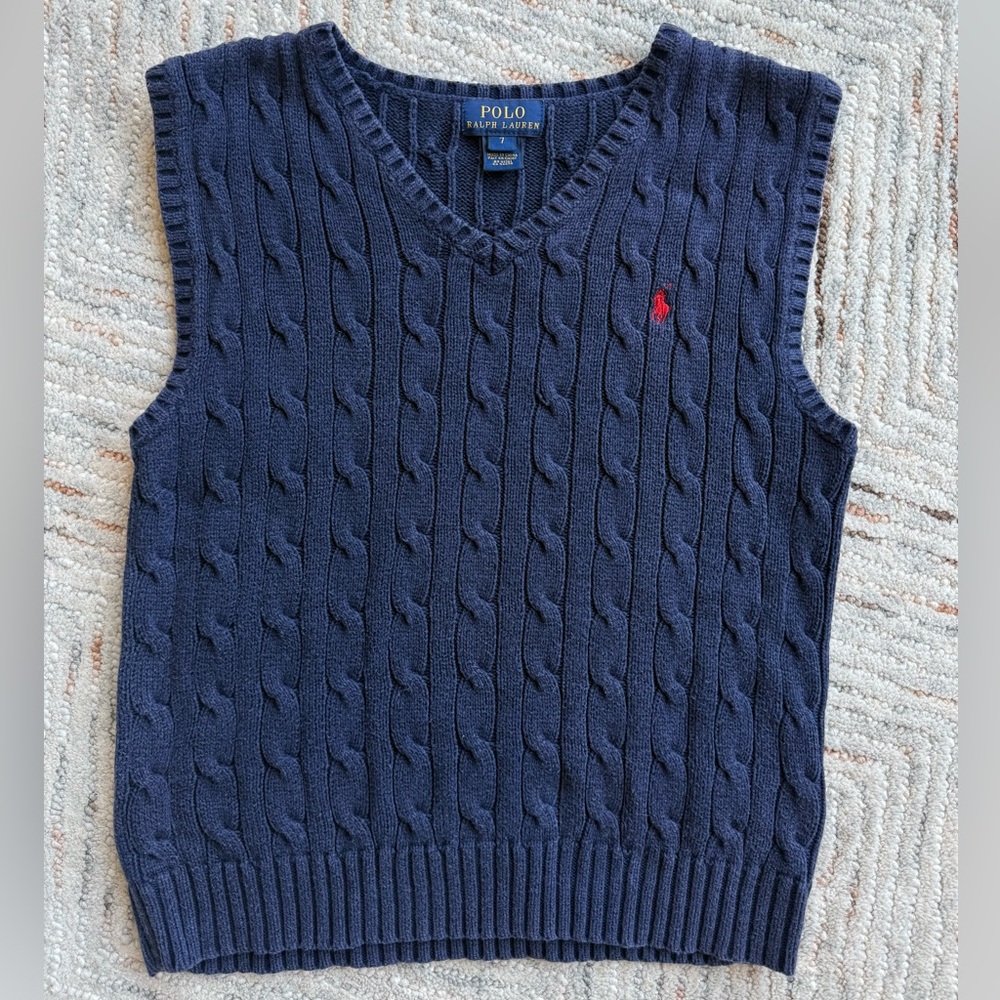 Polo by Ralph Lauren Cable Knit Navy Sweater Vest